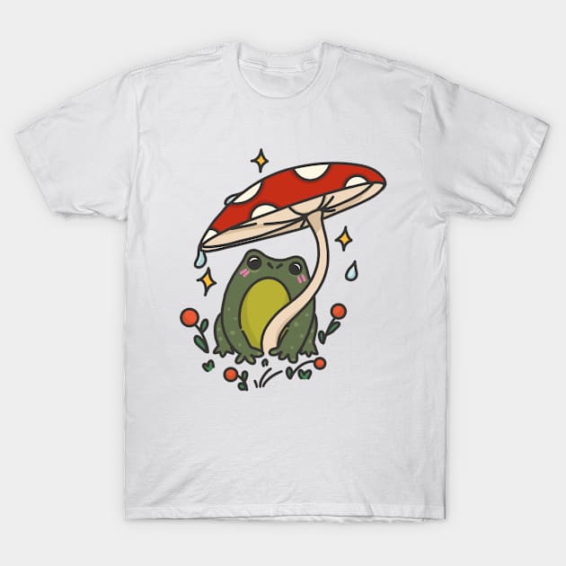 Cute mushroom frog design T-Shirt by grafitytees